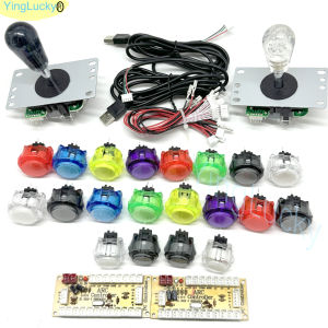 2 Player Arcade Kit Copy Sanwa Joystick Transparent Push Button Zero Delay Usb Controller Encoder Pc Raspberry Pi Arcade Neo Ge