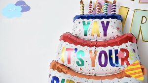 Happy Birthday Cake Balloons & Large Crown Foil Balloon: Birthday Party Photo Frame Props & Scene Decorations Supplies