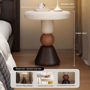 RUIDEDAN | Dopamine Cream Style Small Round Table for Living Rooms and Bedrooms