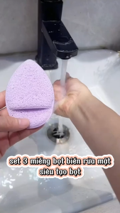 SET 3 bông mút rửa mặt bọt biển làm sạch sâu da mặt bông mềm massage tẩy tế bào chết nhẹ nhàng chống khuẩn an toàn