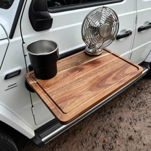 Bàn Gấp Gỗ Gắn Cửa Xe Hơi Có Giá Để Cốc Giá Để Đồ Trên Xe SUV Dùng Cho Cắm Trại Ngoài Trời Du Lịch