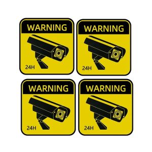 4pcs Waterproof Sunscreen Warning Signs Car Sticker Video Surveillance Alarm Stickers Car Styling Accessories 8cm*8cm