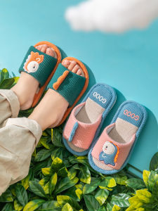 Childrens Linen Slippers Anti-Slip Cotton Linen Boys Indoor Home Use Spring Summer Girls Parent-Child Relationship Home Slippers