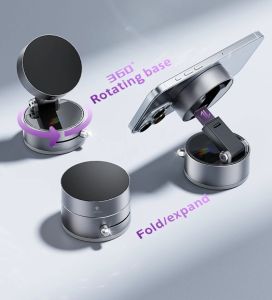 Vacuum Suction Cup Mobile Support for Car Mount 360° Rotation Foldable Strong Magnetic Lazy Phone Holder For iPhone Android