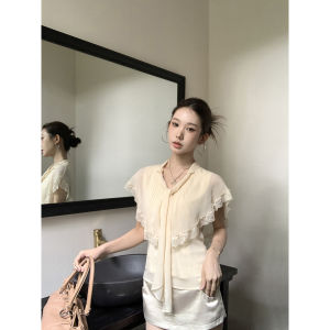 French Elegant Lace Short Sleeve Shirt