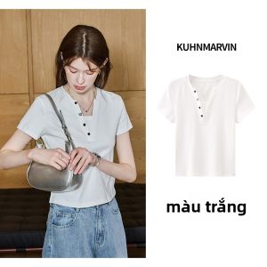 KUHNMARVIN | Áo Thun Henley Cổ Co Dãn