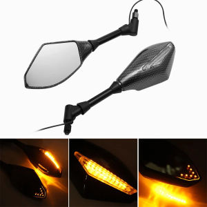 Motorcycle Double LED Turn Lights Side Mirrors Turn Signal Indicator Rearview Mirror For Honda Yamaha Suzuki Ducati amt