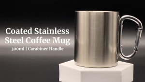 Magic photo QUAFF Sublimation Coated Stainless Steel Coffee Mug with Carabiner Handle 300ml