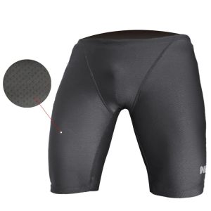 NSA Mens Swimming Trunks Five-Quarter Length Professional Racing Pure Color Red New Model Printed LOGO Label