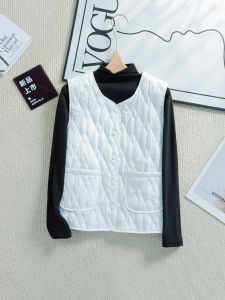 Womens Outerwear Cotton Vest Autumn Winter Fashion Layering Cotton down Jacket Short V-Neck Single Button Pure Color