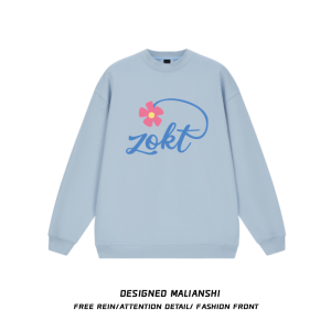 Pure Cotton American Retro round Neck Sweatshirt Womens Long Sleeve Top Trendy Design Sense Small Batch Spring Summer