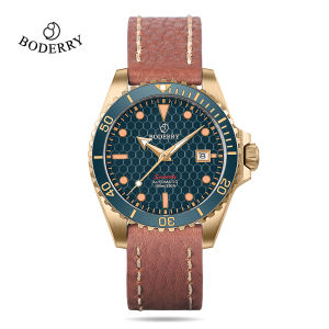 Boderry Bronze Watches Titanium Diver Luxury Wristwatch Automatic Mechanical Wristwatch Sport 100M Waterproof Geniune Leather Straps