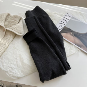 ผู้หญิง สูง เอว ผ้าขนแกะ เรียงรายความยืดหยุ่นสูง เลกกิ้ง หนาขึ้น ความดัน กางเกง ฤดูหนาว รูปแบบใหม่ ลำลอง การครอป กางเกง