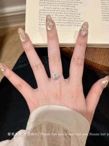 Swarovski Crystal Mermaid Tear Ring Womens 18K Invisible Fishing Line Waterdrop Diamond Lockbone Chain Simple Super Shiny Bestseller Gift