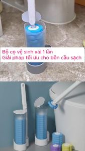 Chổi Vệ Sinh Bồn Cầu Dùng Một Lần Kèm 6 Đầu Bông Thay Thế Bộ Bàn Chải Toilet Dán Tường Dễ Dùng Tiện Lợi TIDO TIDO