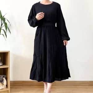 ●ECLAIRE● 003 Dress Midi Lengan Panjang Longsleeves Basic Polos Korea Kerja Kasual Mode Casual Resmi Pesta Kondangan Formal Import 62511