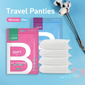 KUCHAR 4PCS Disposable Panties Women Travel Underwear Sterile Individually Package Disposal Cotton Briefs M-XXL