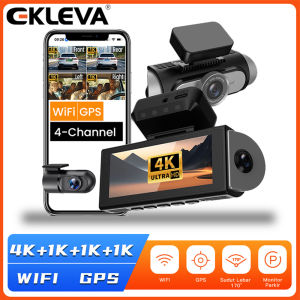 EKLEVA 4K+1K+1K+1K WiFi Car DVR Cam Video Recorder Fisheye 360° Panoramic 4CHs Dash Camera 2160P 24H Parking Monitor Super Night Vision
