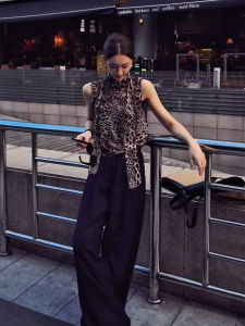 chaqi | เสื้อกั๊กแขนกุดลายเสือดาวสไตล์ย้อนยุคสไตล์อเมริกันสำหรับผู้หญิงในช่วงฤดูร้อน เสื้อคลุมกันหนาวทรงสลิมฟิตที่สวมใส่สบาย