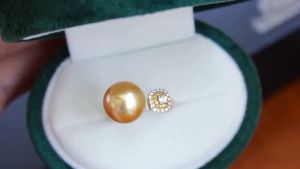 Montagne Jewelry 18k Pure Gold ring for women Yellow Diamond Inset Fine Jewelry Natural 11-11.5mm South Sea Golden Pearl Ring