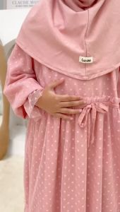 Gamis Anak Tile Quenbee Junior Honeybee Warna Dusty Pink Size 2-10Thn