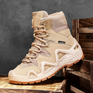 Tactical Boots Mens Winter High-Cut Outdoor Hiking Mountain Warfare Training Boots Anti-Slip Fleece-Lined Paratrooper Charge Waterproof Mens Shoes