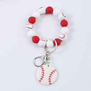 Cartoon Ball Beaded Wrist Keychain Basketball Football Volleyball Pendant Sporty Fashion Bag Charm Decor Gift