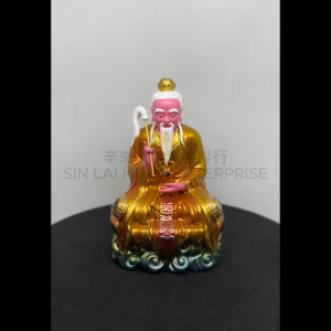 神像 4寸 树脂 Fibre【太上老君】道德天尊 道祖老君 太清道德天尊 天神系列 坐款 金缕彩粉 金身 4“ Tai Shang Lao Jun Fibre Statue S4-TSLJ(A)