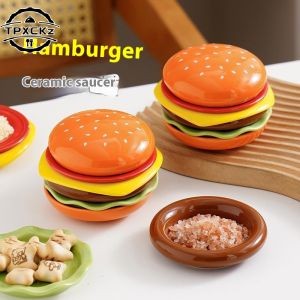 Stackable Hamburger Plate Set Burger 6 Layers Mini Dinner Plate High Value Bone Spit Plate Funny Sauce Containers Table Decor