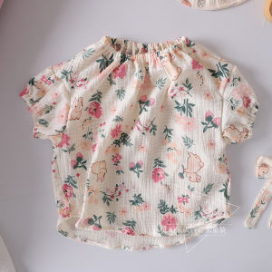 เสื้อตุ๊กตาเด็กผู้หญิง ผ้าฝ้าย ผ้ากอซ หลวม บาง ฤดูร้อน เสื้อท่อนบน สไตล์เกาหลี นุ่ม ระบายอากาศได้ดี เสื้อผ้าเด็ก เด็กทารก ชุด