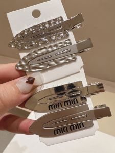 Fashionable Surfboard Duckbill Clip Womens Stylish Matte Silver Bright Silver Hair Clip Trendy Neutral Style Metal Hair Accessories