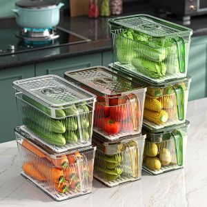 RA Food Grade Plastic Fridge Storage Box Vegetable Organizer Container for Kitchen Freezer AR