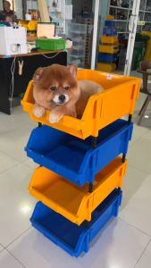 กล่องอะไหล่ ขนาดB2 มีขาตั้ง ชั้นวางอะไหล่ ชั้นวางของ ชั้นวางสต็อคสินค้า สีเหลือง น้ำเงิน กล่องพลาสติก