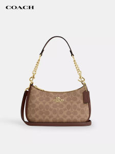 Coach Teri Underarm Bag Fashionable Floral Chain Single Shoulder Bag Versatile Moon Shape Bag for Younger Women Daily Use