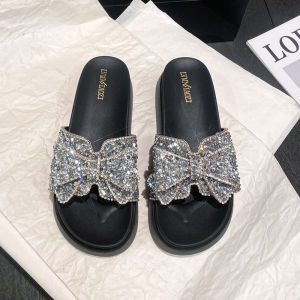 Womens Fashion Thick Bottom Sandals Summer Outdoor Wear Anti-Slip Deodorant Large Size Shoes 41-43 Glitter Commute Style Ultrafine Fiber