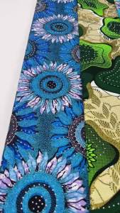 100% Cotton African Wax Fabric WIth Crystal Strips Wax Block Fabrics For Women Dress 6 Yards/Lot Nigerian Wax Lace Fabric