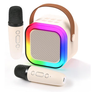 K12 Home Karaoke ลําโพงไร้สาย ลําโพงบลูทูธพกพาน่ารัก + ไมโครโฟนไร้สาย 2 ตัว ของขวัญที่สมบูรณ์แบบสําหรับเด็กหญิงและเด็กชาย