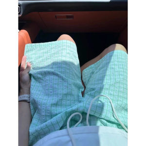 Quần Short Nam Mùa Hè Mỏng Thể Thao Thường Ngày Bãi Biển Lưới Bong Bóng Xanh Lá Cây Quần Dài Năm Điểm Quần Ống Đứng Rộng Rãi