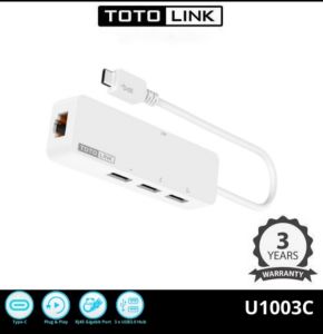 Totolink U1003C 3-Port USB 3.0 Type-C Hub with RJ45 Gigabit Ethernet Adapter