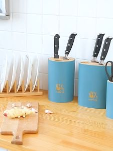 [SG STOCKS] Minimalistic Bamboo Cover Knife Rack Kitchenware Holder/ Knife Storage Holder