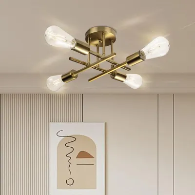 Modern bedroom ceiling chandelier Nordic semi embedded ceiling light retro home decoration light plafonnier LED lighting fixt