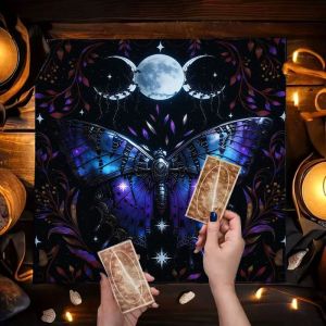 Ba Mặt Trăng Bướm Đêm Chòm Sao Neon Chiêm Tinh Học Bàn Thờ Vải Chống Thấm Nước Thẻ Tarot Khăn Trải Bàn Cho Bói Toán Trang Trí Có Thể Giặt Bằng Máy