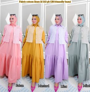 Gamis Rompi Kotak Model Terbaru & Bahan Adem untuk Muslimah Modern