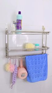 Rak Kamar Mandi Dinding Stainless Steel Rak Sabun Kamar Mandi 1-3Susun 40-60Cm Rak Gantungan Handuk Water Resistant - Lazada