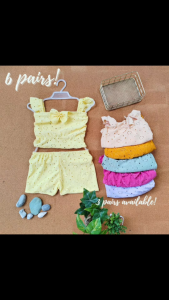 6 / 3 Pairs Baby Girl Eyelet Top and Shorts Set – Preskong Summer Outfit for 1–10 Months Old! ( 2 / 1 PAIRS AVAILABLE)