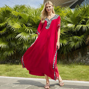 2025 V cổ Split Bikini Cover up boho in ấn quá khổ bãi biển Áo maci ăn mặc Đồ bơi nữ Bộ Đồ Tắm