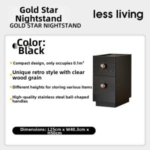 OYIla | Vintage Narrow Solid Wood Nightstand Storage Cabinet