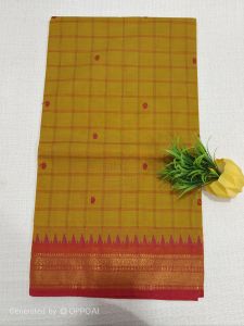 CHETTINAD COTTON SAREES BLACK AND MUSTARD COLORS WITH EXCELLENT COMINATION GOLD JARI BORDER