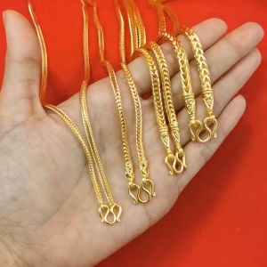 สร้อยคอทองหัวจรวดลายสี่เสา หนัก 2 สลึง 123 บาท ความยาว 20-24 นิ้ว หุ้มเศษทองเยาวราช ทองชุบ ทองปลอม ใส่แทนทองแท้ได้