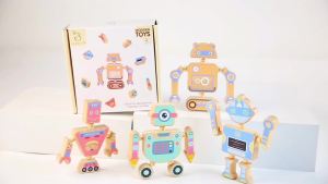 Wooden Large Particle Building Blocks Animal Dinosaur Robot Assembling Toys Joints Rotatable Toys Toddlers Kids Educational Gift
